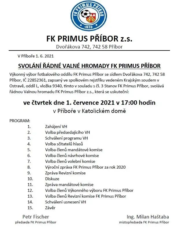 Valná hromada 2021